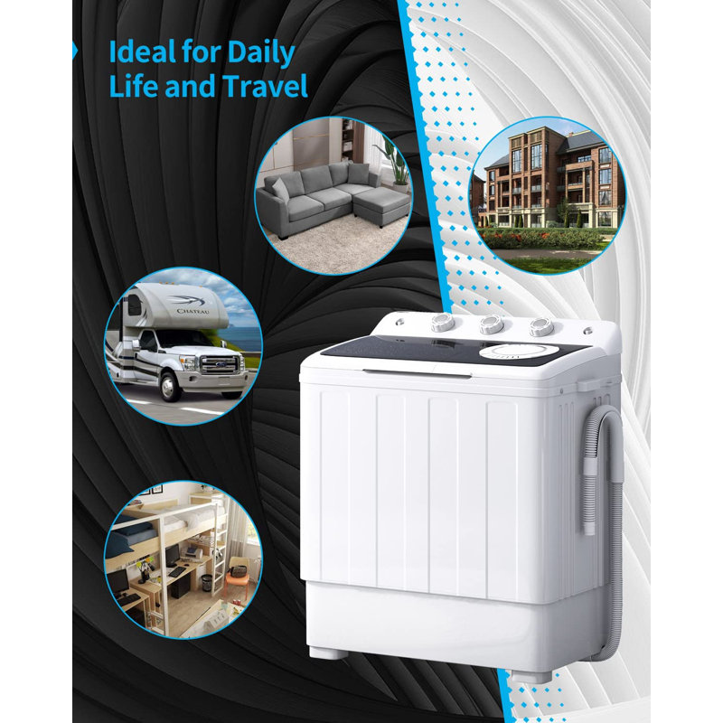 TABU 28LBS Portable Washing Machine With Drain Pump, 2 in 1 Twin Tub